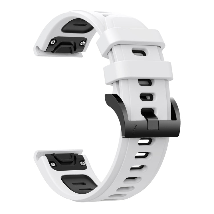 For Garmin Fenix 7 22mm Two-Color Sports Silicone Watch Band(White+Black) - Watch Bands by buy2fix | Online Shopping UK | buy2fix