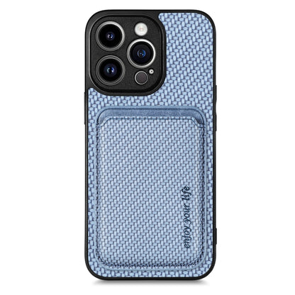 For iPhone 13 Pro Max Carbon Fiber Leather Card Magsafe Magnetic Phone Case(Blue) - iPhone 13 Pro Max Cases by buy2fix | Online Shopping UK | buy2fix