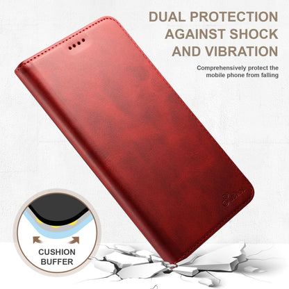 For Samsung Galaxy S24+ 5G Suteni Calf Texture Horizontal Flip Leather Phone Case(Red) - Galaxy S24+ 5G Cases by Suteni | Online Shopping UK | buy2fix