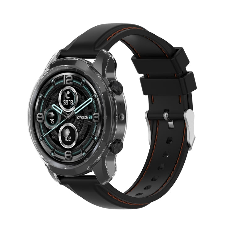 For Ticwatch Pro X TPU Color Transparent Half Wrapped Protective Shell(Transparent Black) - Watch Case by buy2fix | Online Shopping UK | buy2fix