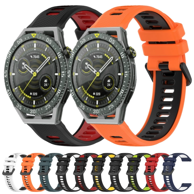 For Huawei Watch 3 Pro 22mm Sports Two-Color Silicone Watch Band(Orange+Black) - Watch Bands by buy2fix | Online Shopping UK | buy2fix