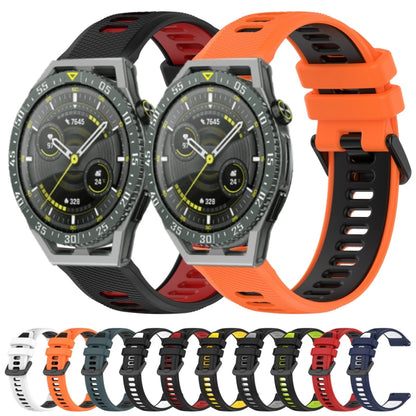 For Huawei GT2 Pro 22mm Sports Two-Color Silicone Watch Band(Black+Yellow) - Watch Bands by buy2fix | Online Shopping UK | buy2fix