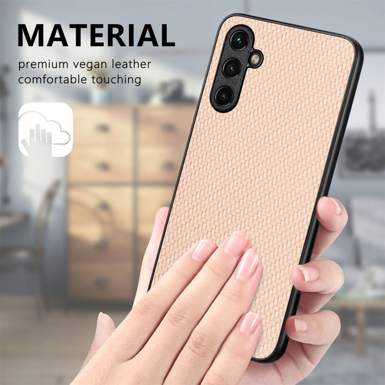 For Samsung Galaxy S25 5G Carbon Fiber Texture Leather Back Cover Phone Case(Brown) - Galaxy Phone Cases by buy2fix | Online Shopping UK | buy2fix