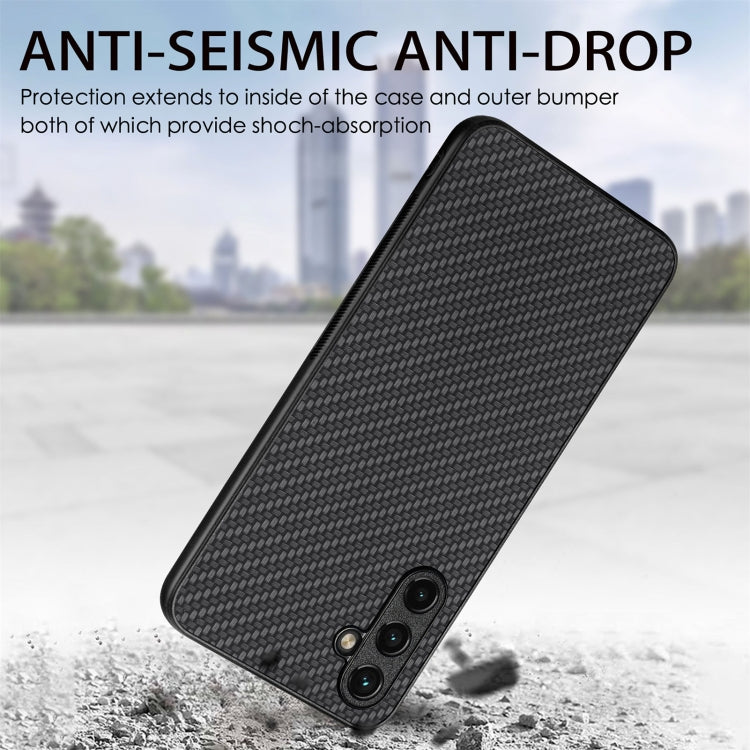 For Samsung Galaxy S25 Ultra 5G Carbon Fiber Texture Leather Back Cover Phone Case(Khaki) - Galaxy Phone Cases by buy2fix | Online Shopping UK | buy2fix