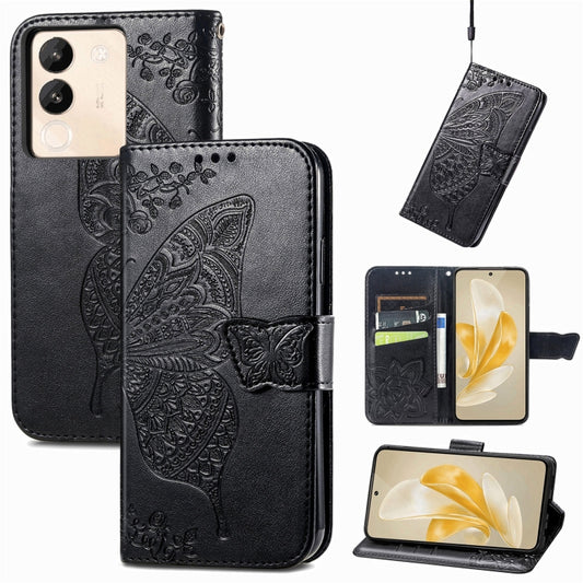 For vivo X100 Butterfly Love Flower Embossed Leather Phone Case(Black) - X100 Cases by imak | Online Shopping UK | buy2fix