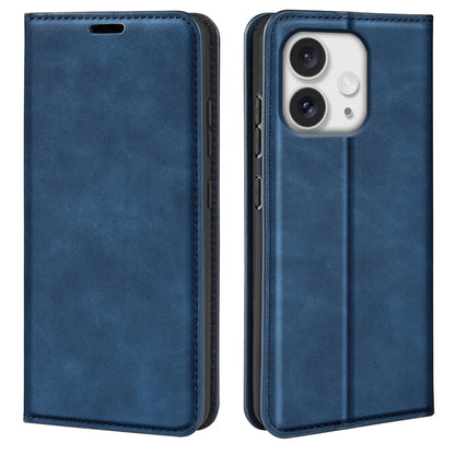 For iPhone 16 Pro Max Retro-skin  Magnetic Suction Leather Phone Case(Dark Blue) - iPhone 16 Pro Max Cases by buy2fix | Online Shopping UK | buy2fix