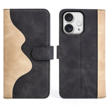 For iPhone 16 Pro Stitching Horizontal Flip Leather Phone Case(Black) - iPhone 16 Pro Cases by buy2fix | Online Shopping UK | buy2fix