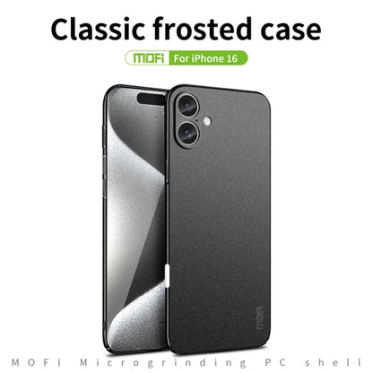 For iPhone 16 MOFI Fandun Series Frosted PC Ultra-thin All-inclusive Phone Case(Blue) - iPhone 16 Cases by MOFI | Online Shopping UK | buy2fix