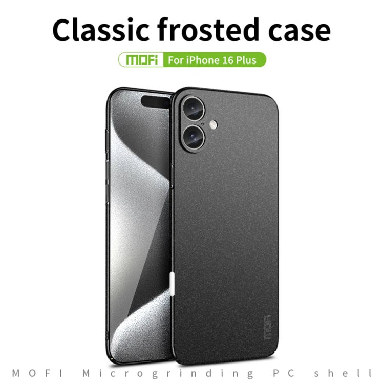 For iPhone 16 Plus MOFI Fandun Series Frosted PC Ultra-thin All-inclusive Phone Case(Blue) - iPhone 16 Plus Cases by MOFI | Online Shopping UK | buy2fix