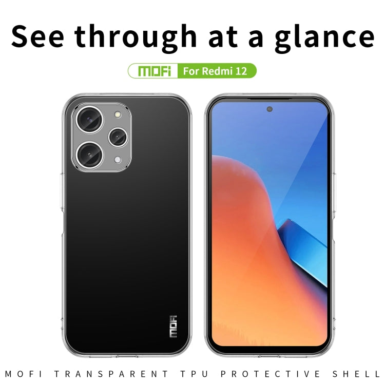 For Xiaomi Redmi 12 MOFI Ming Series Ultra-thin TPU Phone Case(Transparent) - Xiaomi Cases by MOFI | Online Shopping UK | buy2fix