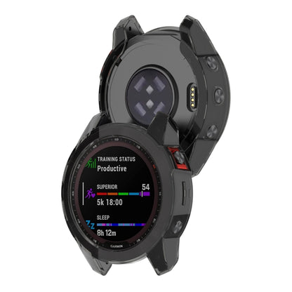 For Garmin Fenix 7 Pro Half-Package TPU Watch Protective Case(Transparent Black) - Watch Cases by buy2fix | Online Shopping UK | buy2fix