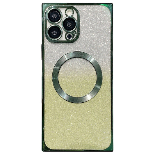 For iPhone 13 Pro Square Gradient Magsafe Electroplating TPU Phone Case(Green) - iPhone 13 Pro Cases by buy2fix | Online Shopping UK | buy2fix