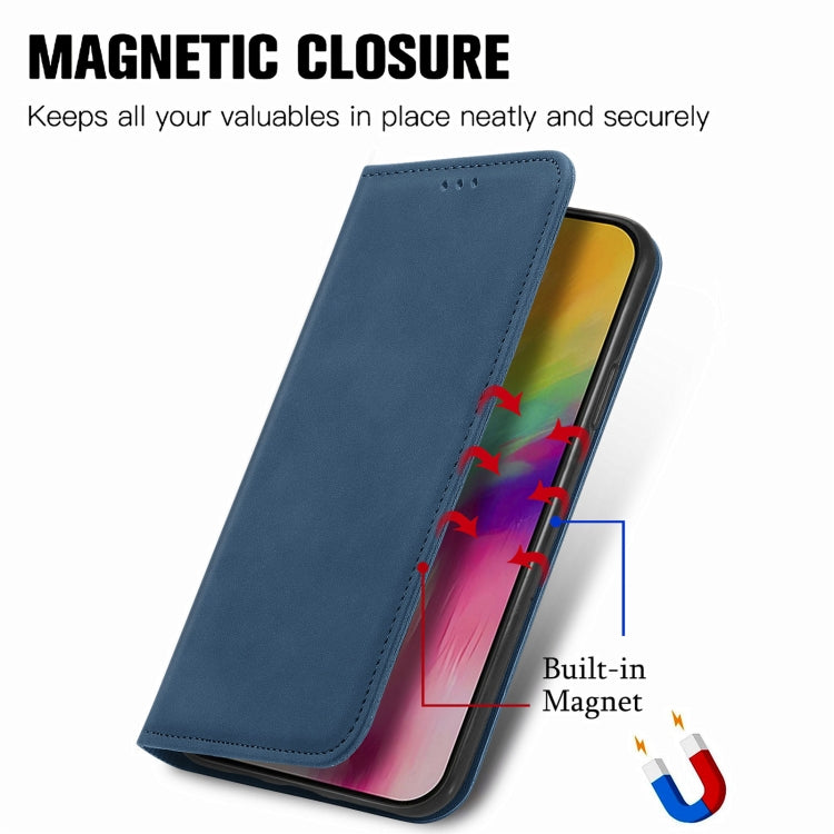 For iPhone 16 Plus Retro Skin Feel Magnetic Flip Leather Phone Case(Blue) - iPhone 16 Plus Cases by buy2fix | Online Shopping UK | buy2fix