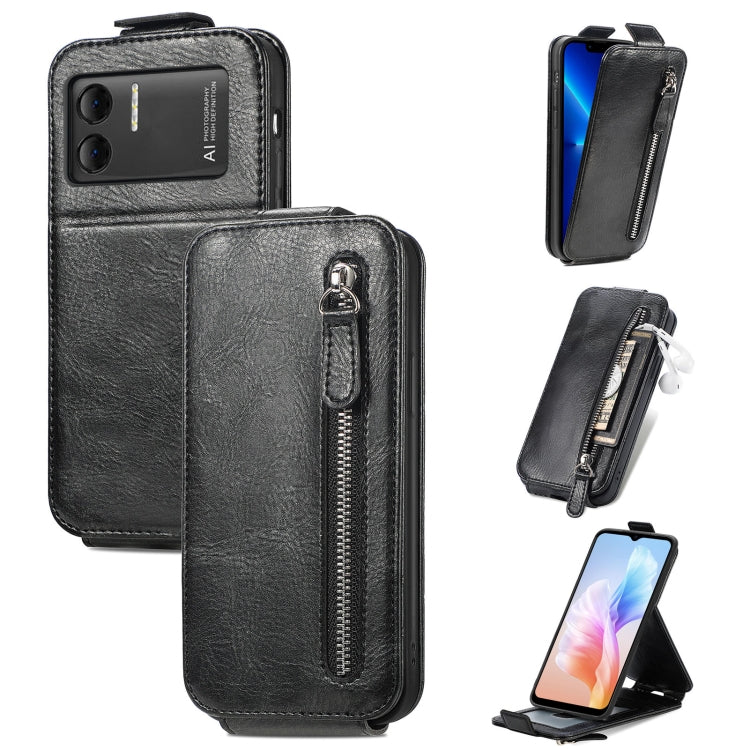 For DOOGEE X98 Pro / X98 Zipper Wallet Vertical Flip Leather Phone Case(Black) - Doogee Cases by buy2fix | Online Shopping UK | buy2fix