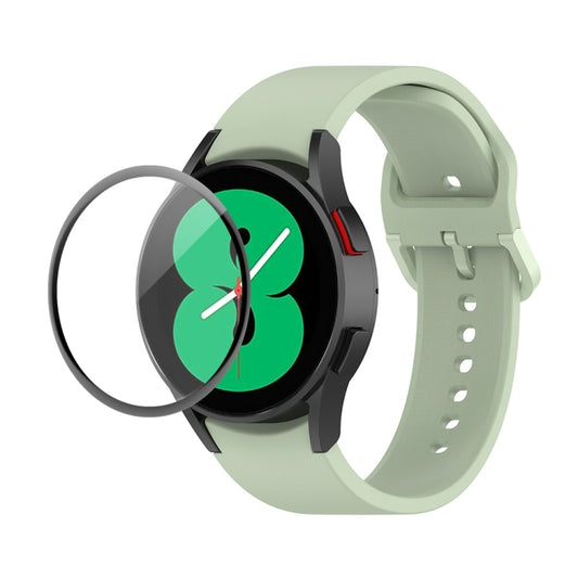 For Samsung Galaxy Watch4 40mm JUNSUNMAY Silicone Adjustable Strap + Full Coverage PMMA Screen Protector Kit(Light Green) - Watch Bands by JUNSUNMAY | Online Shopping UK | buy2fix