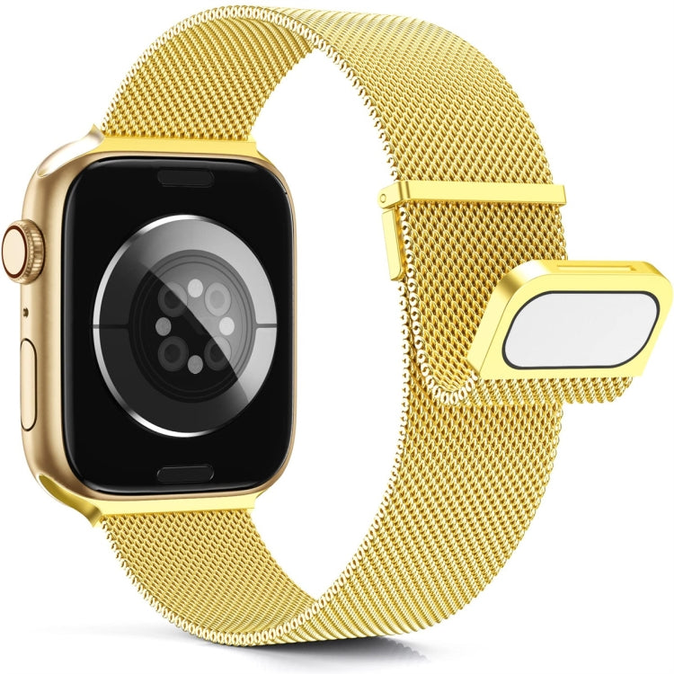 For Apple Watch 8 45mm Milan Double Magnetic Steel Mesh Watch Band(Gold) - Watch Bands by buy2fix | Online Shopping UK | buy2fix