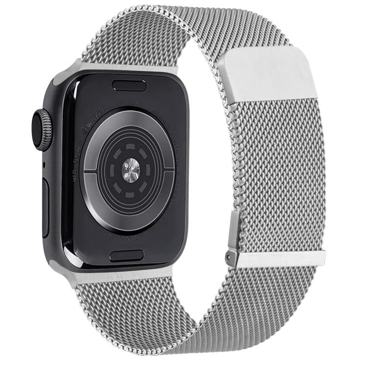 For Apple Watch SE 40mm Milan Double Magnetic Steel Mesh Watch Band(Silver) - Watch Bands by buy2fix | Online Shopping UK | buy2fix