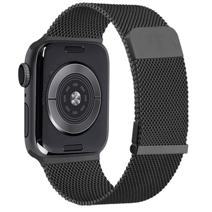 For Apple Watch 5 44mm Milan Double Magnetic Steel Mesh Watch Band(Black) - Watch Bands by buy2fix | Online Shopping UK | buy2fix