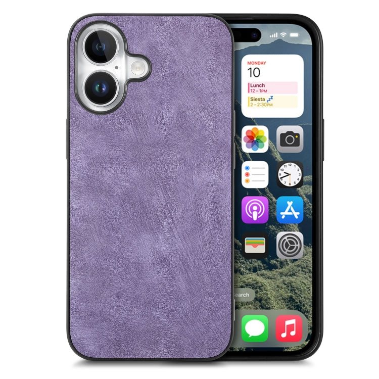 For iPhone 16 Vintage Leather PC Back Cover Phone Case(Purple) - iPhone 16 Cases by buy2fix | Online Shopping UK | buy2fix