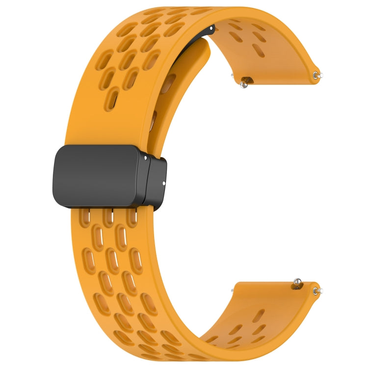 For Amazfit GTS 4 20mm Folding Magnetic Clasp Silicone Watch Band(Yellow) - Watch Bands by buy2fix | Online Shopping UK | buy2fix