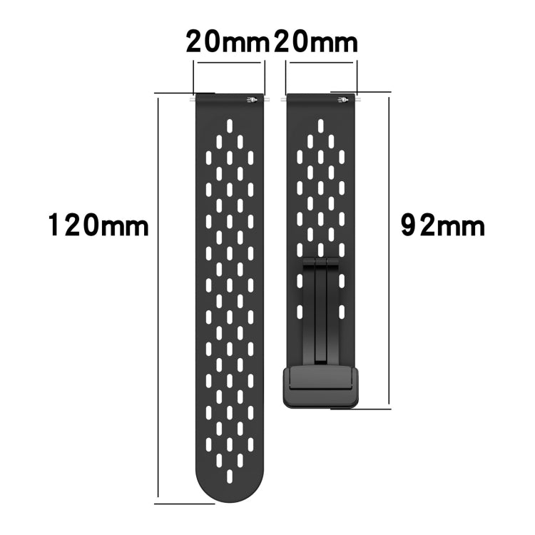 For Amazfit Bip 1S 20mm Folding Magnetic Clasp Silicone Watch Band(Light Blue) - Watch Bands by buy2fix | Online Shopping UK | buy2fix