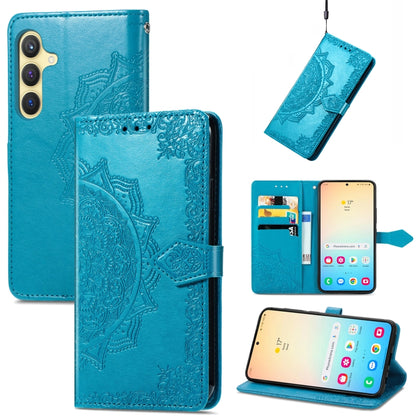 For Samsung Galaxy S24+ 5G Mandala Flower Embossed Leather Phone Case(Blue) - Galaxy S24+ 5G Cases by buy2fix | Online Shopping UK | buy2fix