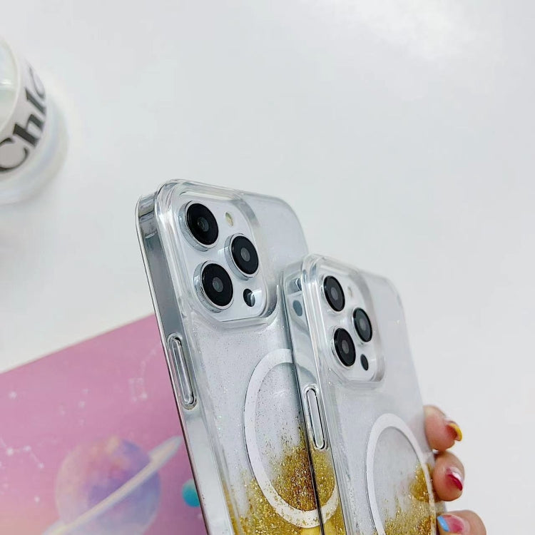 For iPhone 14 Pro MagSafe Gilding Hybrid Clear TPU Phone Case(White) - iPhone 14 Pro Cases by buy2fix | Online Shopping UK | buy2fix