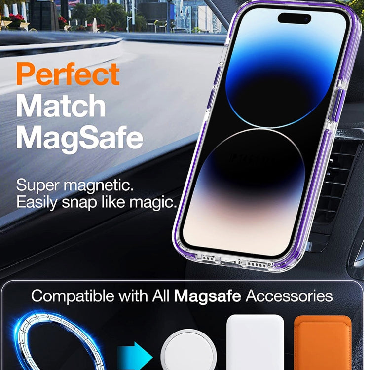 For iPhone 13 Pro Max Dual-color MagSafe TPU Hybrid Clear PC Shockproof Phone Case(Orange) - iPhone 13 Pro Max Cases by buy2fix | Online Shopping UK | buy2fix