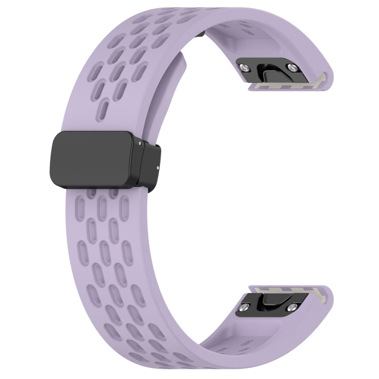 For Garmin Epix Pro 51mm Quick Release Holes Magnetic Buckle Silicone Watch Band(Purple) - Watch Bands by buy2fix | Online Shopping UK | buy2fix