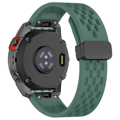 For Garmin Tactix 7 / Tactix DELTA Quick Release Holes Magnetic Buckle Silicone Watch Band(Dark Green) - Watch Bands by buy2fix | Online Shopping UK | buy2fix