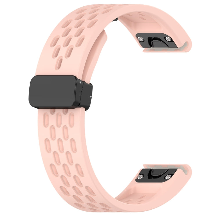 For Garmin Tactix 7 / Tactix DELTA Quick Release Holes Magnetic Buckle Silicone Watch Band(Pink) - Watch Bands by buy2fix | Online Shopping UK | buy2fix