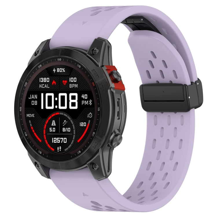 For Garmin Enduro 2 / Enduro Quick Release Holes Magnetic Buckle Silicone Watch Band(Purple) - Watch Bands by buy2fix | Online Shopping UK | buy2fix