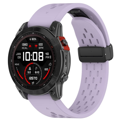 For Garmin Fenix 5x Sapphire Quick Release Holes Magnetic Buckle Silicone Watch Band(Purple) - Watch Bands by buy2fix | Online Shopping UK | buy2fix