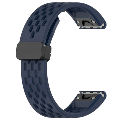 For Garmin Fenix 3 / 3 HR / 3 Sapphire Quick Release Holes Magnetic Buckle Silicone Watch Band(Dark Blue) - Watch Bands by buy2fix | Online Shopping UK | buy2fix