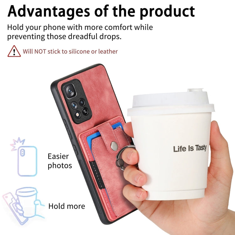 For Xiaomi Redmi Note 11 Pro+ Retro Skin-feel Ring Card Wallet Phone Case(Pink) - Xiaomi Cases by buy2fix | Online Shopping UK | buy2fix