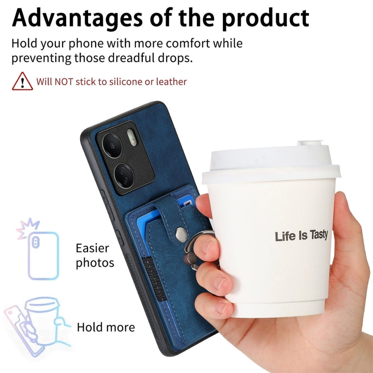 For Xiaomi Redmi 13C Retro Skin-feel Ring Card Wallet Phone Case(Blue) - 13C Cases by buy2fix | Online Shopping UK | buy2fix