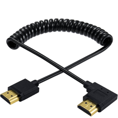 JUNSUNMAY 4K 60Hz HDMI Male to Male HDMI 2.0V Elbow Head Spring Cable, Length:1.2m(Left) - Cable by JUNSUNMAY | Online Shopping UK | buy2fix