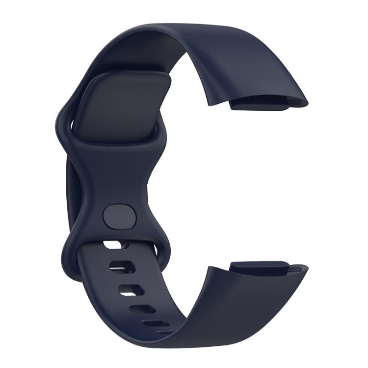 For Fitbit Charge 6 Solid Color Butterfly Buckle Silicone Watch Band, Size:L Size(Dark Blue) - Watch Bands by buy2fix | Online Shopping UK | buy2fix