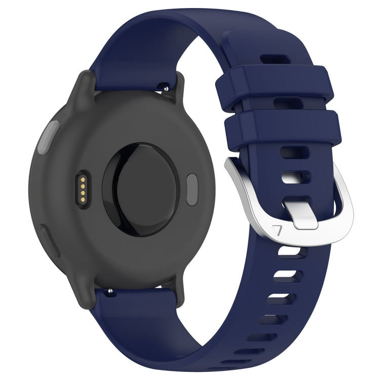 For Garmin Vivoactive 5 Liquid Glossy Silver Buckle Silicone Watch Band(Dark Blue) - Watch Bands by buy2fix | Online Shopping UK | buy2fix