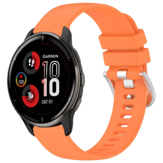 For Garmin Venu 2 Plus Liquid Glossy Silver Buckle Silicone Watch Band(Orange) - Watch Bands by buy2fix | Online Shopping UK | buy2fix