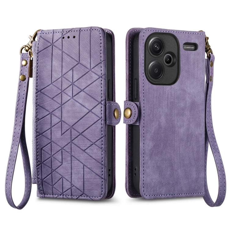 For Xiaomi Redmi Note 13 Pro+ Geometric Zipper Wallet Side Buckle Leather Phone Case(Purple) - Note 13 Pro+ Cases by buy2fix | Online Shopping UK | buy2fix