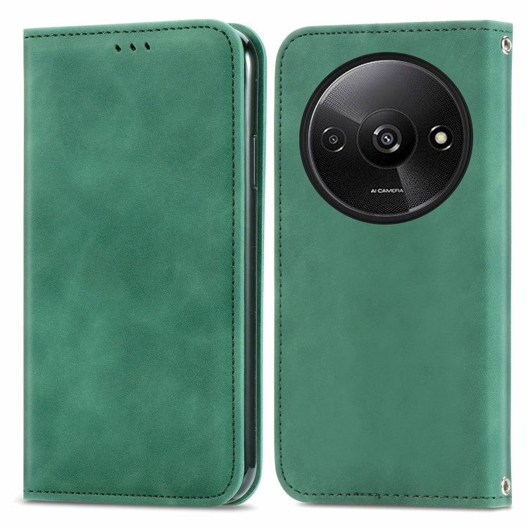 For Xiaomi Redmi A3 4G Retro Skin Feel Magnetic Flip Leather Phone Case(Green) - Xiaomi Cases by buy2fix | Online Shopping UK | buy2fix