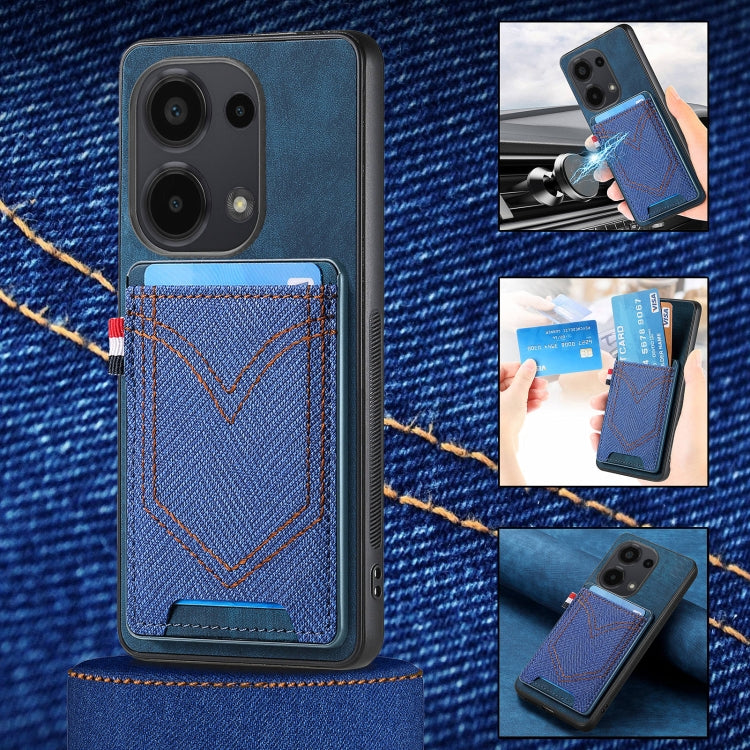 For Xiaomi Redmi Note 13 Pro 4G Denim Texture Leather Skin Phone Case with Card Slot(Blue) - Note 13 Pro Cases by buy2fix | Online Shopping UK | buy2fix