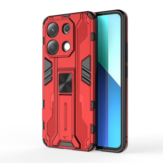For Redmi Note 13 4G Supersonic Armor PC Hybrid TPU Phone Case(Red) - Note 13 Cases by buy2fix | Online Shopping UK | buy2fix