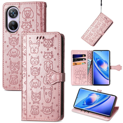 For Blackview A200 Pro Cat and Dog Embossed Leather Phone Case(Rose Gold) - More Brand by buy2fix | Online Shopping UK | buy2fix