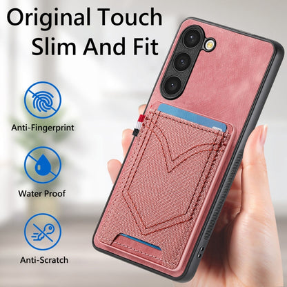 For Samsung Galaxy S25 5G Denim Texture Leather Skin Phone Case with Card Slot(Pink) - Galaxy S25 5G Cases by buy2fix | Online Shopping UK | buy2fix