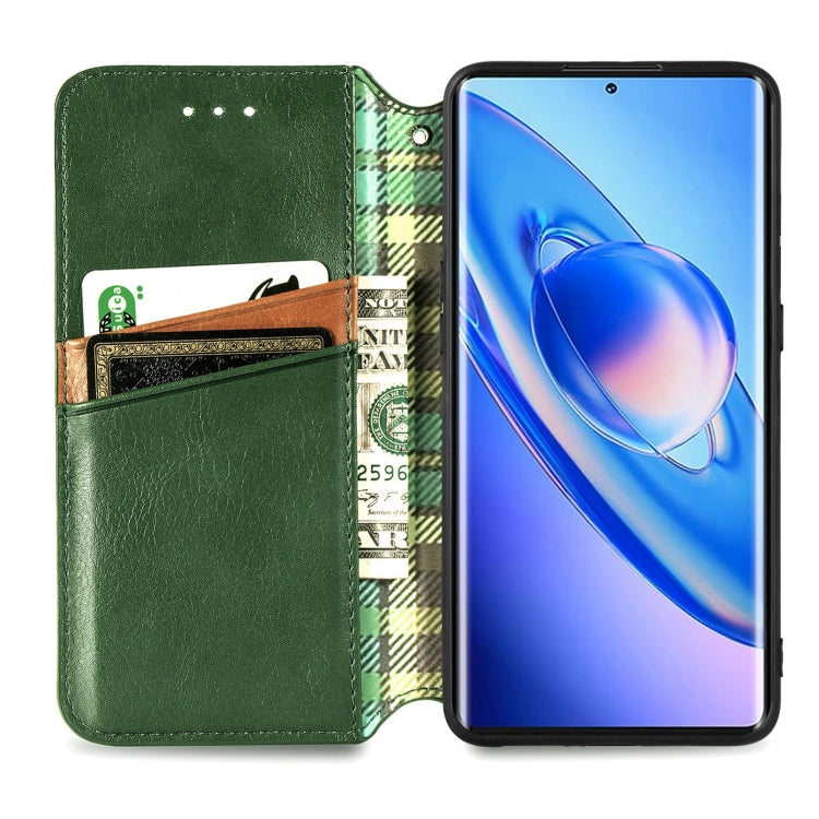 For Blackview A200 Pro Cubic Grid Pressed Magnetic Leather Phone Case(Green) - More Brand by buy2fix | Online Shopping UK | buy2fix