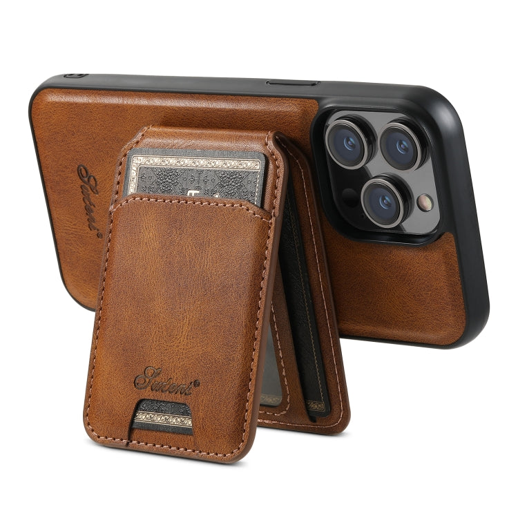 For iPhone 14 Pro Suteni H15 MagSafe Oil Eax Leather Detachable Wallet Back Phone Case(Brown) - iPhone 14 Pro Cases by Suteni | Online Shopping UK | buy2fix