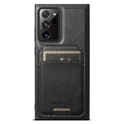 For Samsung Galaxy Note20 5G Suteni H15  Oil Eax Leather Detachable Wallet Back Phone Case(Black) - Galaxy Note20 Cases by Suteni | Online Shopping UK | buy2fix