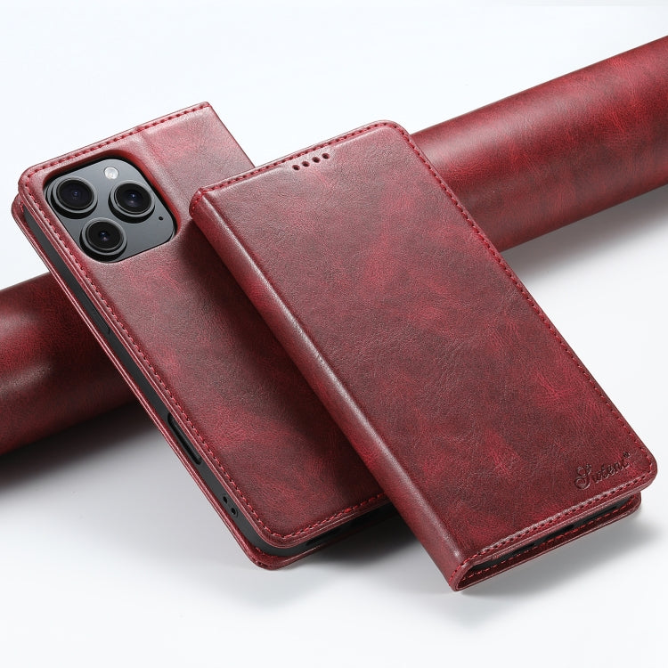 For iPhone 16 Pro Suteni J02 Oil Wax Wallet Leather Phone Case(Red) - iPhone 16 Pro Cases by Suteni | Online Shopping UK | buy2fix